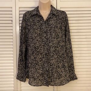 Banana Republic Grey Floral Blouse